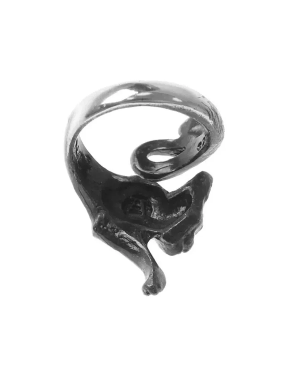 Black Cat Wrap Ring - Le Chat Noir Alchemy Gothic Cat kitty ring size 6/7